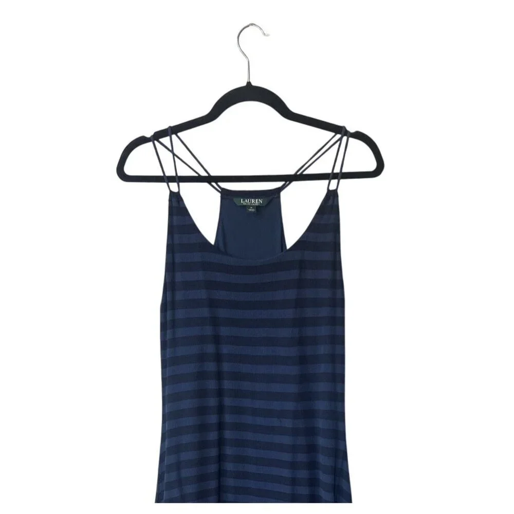 Lauren Ralph‎ Lauren Striped Dress Size M Navy Nautical Beachy Halter Flowy Mini